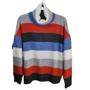 Milan Kiss Striped Turtleneck Boxy Sweater Size M